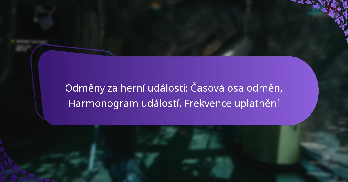 Odměny za herní události: Časová osa odměn, Harmonogram událostí, Frekvence uplatnění
